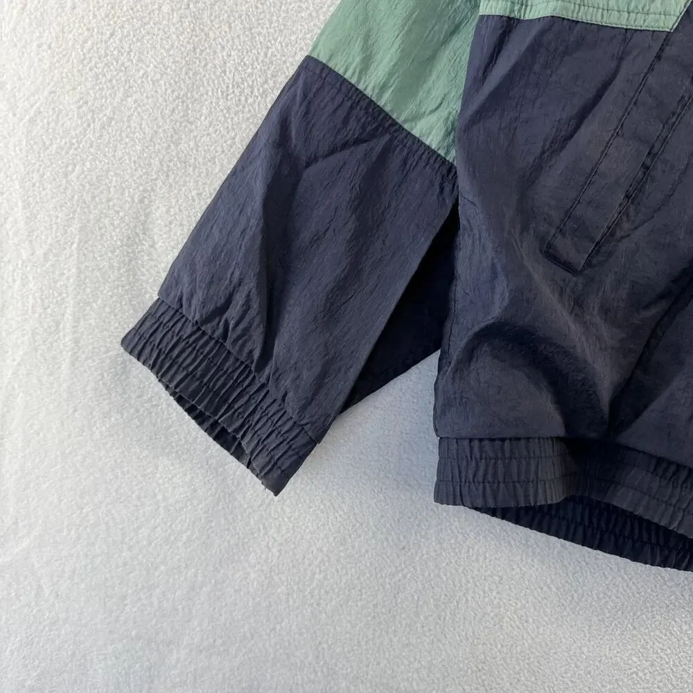 Vintage Adidas Windbreaker Jacket Men's XL Blue Full Zip Embroidered Trefoil 80s
